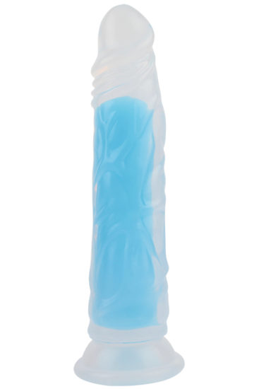 Svítící dildo s přísavkou Blue Radiance (20 cm)