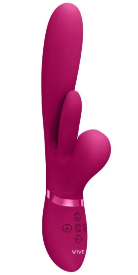 Kura - Thrusting G-Spot Vibrator with Flapping Tongue and Pulse Wave Stimulator - Pink