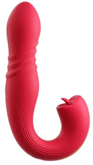 JOI THRUST 2  Pressure Sensing App Controlled Thrusting G-spot Vibrator & Tongue Clit Licker Red