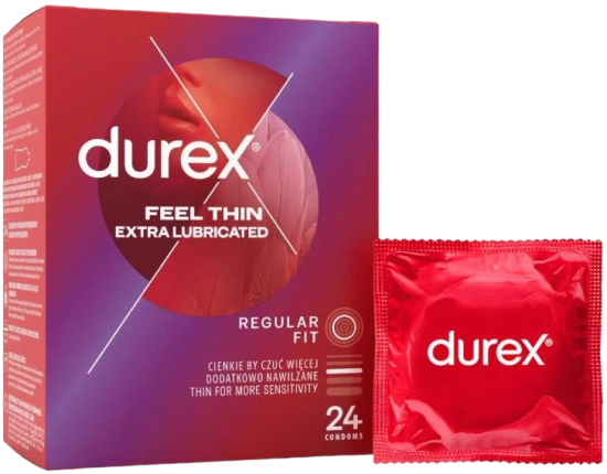 Durex Feel Thin Extra Lubricated – tenké kondomy (24ks)