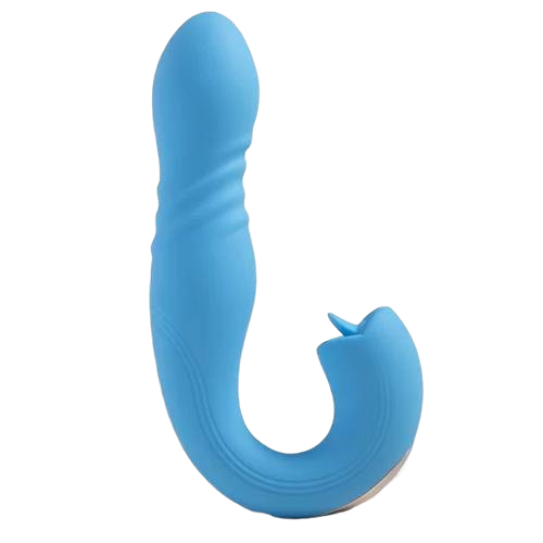 JOI THRUST 2  Pressure Sensing App Controlled Thrusting G-spot Vibrator & Tongue Clit Licker Blue