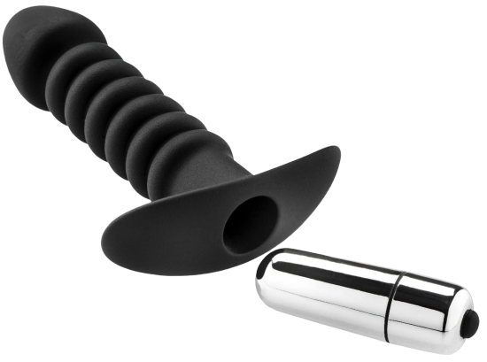 ZENN Premium Ribbed Butt Plug with Strong Vibrating Bullet