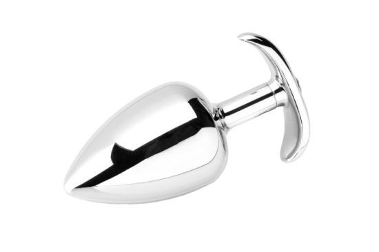 ZENN Smooth Metal Butt Plug with Diamond - Large